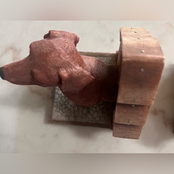 Vintage 2002 True Friends Play Ceramic/Wood Dachshund Bookends - Picture 11 of 12